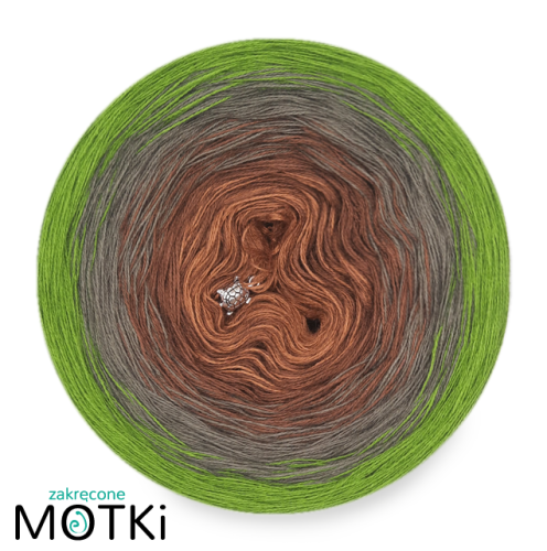 (4) Włóczka Ombre bawełna/akryl B389: ciepły brąz/ orzech/ khaki/ paproć