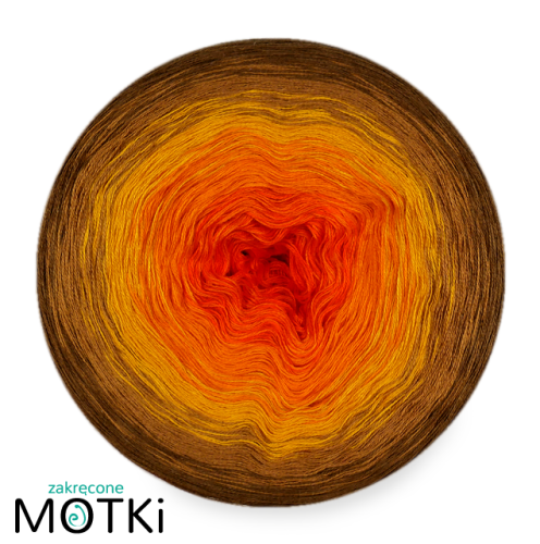 (5) Włóczka Ombre bawełna/akryl B522 pomarańcz/ mandarynka/ kurkuma/ ciepły brąz/ orzech