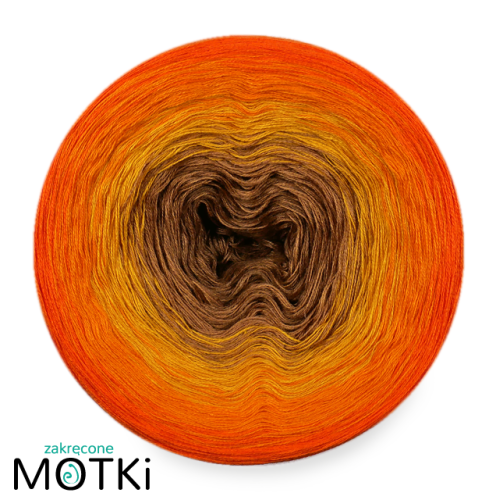 (5) Włóczka Ombre bawełna/akryl B522a Orzech/ ciepły brąz/ kurkuma/ mandarynka/ pomarańcz