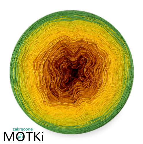 (5) Włóczka Ombre bawełna/akryl B525a kasztan/ curry/ żółty/ limetka/ zielony