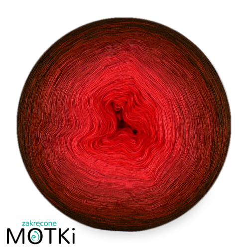 (5) Włóczka Ombre bawełna/akryl B526 intensywna czerwień/ koral/ cegła/ kasztan/ brąz