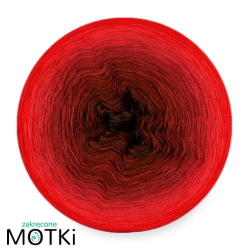 (5) Włóczka Ombre bawełna/akryl B526a brąz/ kasztan/ cegła/ koral/ intensywna czerwień