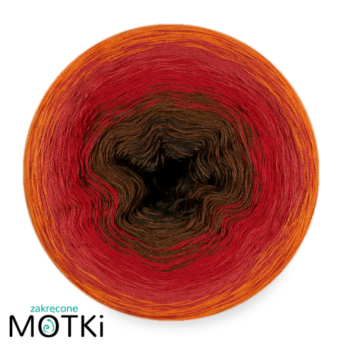 (5) Włóczka Ombre bawełna/akryl B530: czekolada/ brąz/ burgund/ cegła/ koniak