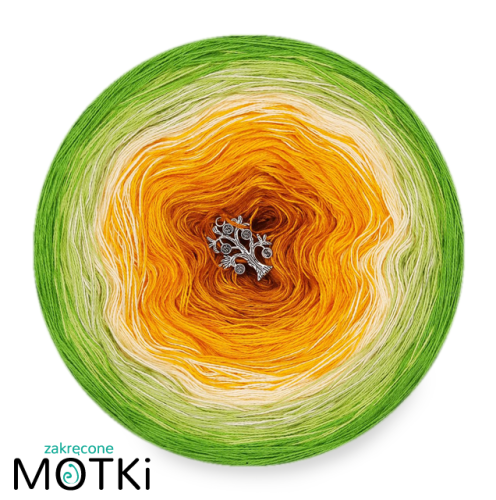 (5) Włóczka Ombre bawełna/akryl B369: curry/ żółty/ jasny żółty/ liściasta zieleń/ zieleń