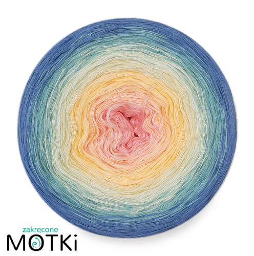 (5) Włóczka Ombre bawełna/akryl B367: jasny róż/ jasny żółty/ jasna pistacja/ patyna/ niebieski