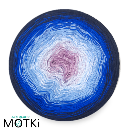 (5) Włóczka Ombre bawełna/akryl B364: jasny fiolet/ jasny niebieski/ błękit/ szafir/ granat