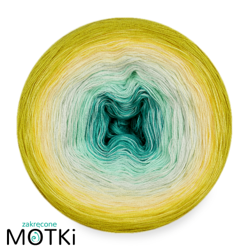 (6) Włóczka Ombre bawełna/akryl B535a: opal/ pistacja/ jasna pistacja/ jasny żółty/ słoneczny żółty/ limetka