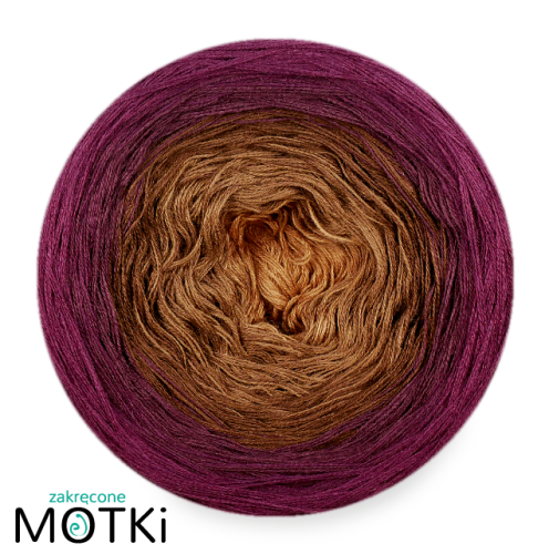 (5) Włóczka Ombre bawełna/akryl B539a: ciepły brąz/ orzech/ brąz/ wino/ ciemna jeżyna