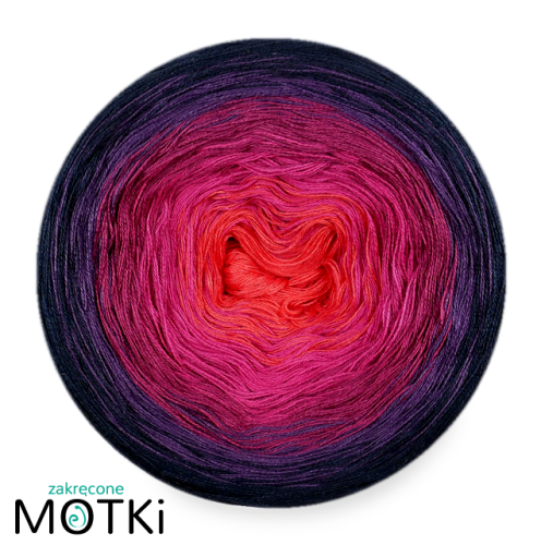 (5) Włóczka Ombre bawełna/akryl B554: koral/ fuksja/ jeżyna/ fiolet/ granat