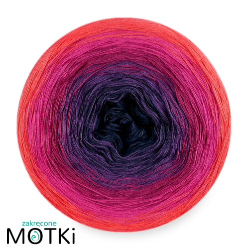 (5) Włóczka Ombre b/a B554a: granat/ fiolet/ jeżyna/ fuksja/ koral