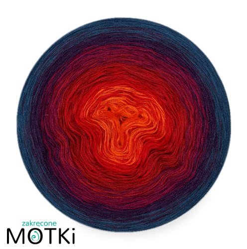 (6) Włóczka Ombre bawełna/akryl B347: pomarańcz/ czerwień/ burgund/ jeżyna/ fiolet/ petrol